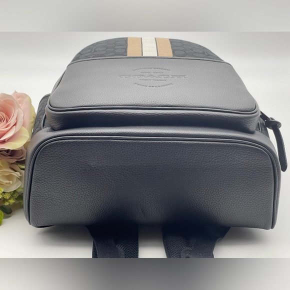 Coach Large  Backpack In Signature Jacquard With Varsity Stripe - Picture 7 of 14